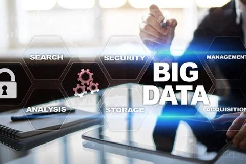 Big data technology and internet concept on the virtual screen. Stock Photos
