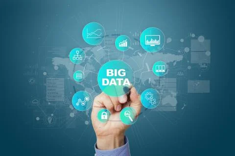Big data technology and internet concept on the virtual screen. 스톡 사진