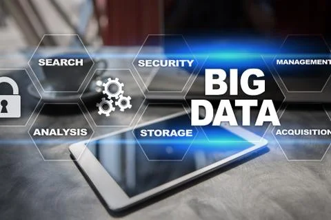 Big data technology and internet concept on the virtual screen. 스톡 사진