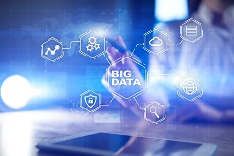 Big data technology and internet concept on the virtual screen. Фото