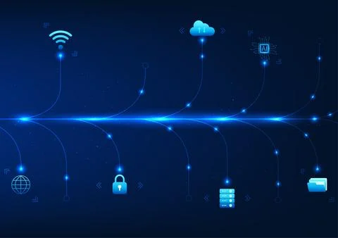 Big data technology background. Branched lines represent high-speed transmi.. Stock Illustration