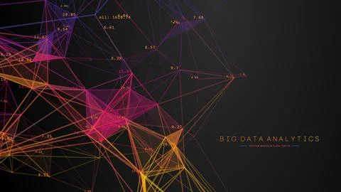 Big data technology background. Colorful low poly network connection. Stock Illustration
