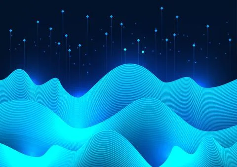 Big data technology background, the lines are overlapping waves with many l.. Иллюстрация