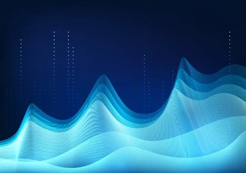 Big data technology background, the lines are overlapping waves with many l.. Stock Illustration