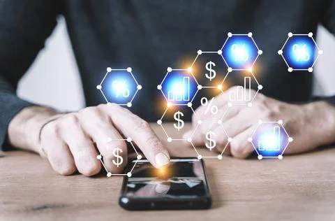 Big data technology background. Using a laptop against the background of Stock Photos