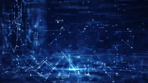 Big data technology concept. Interconnected polygons form a prominent sphere in  Video stock 197240335