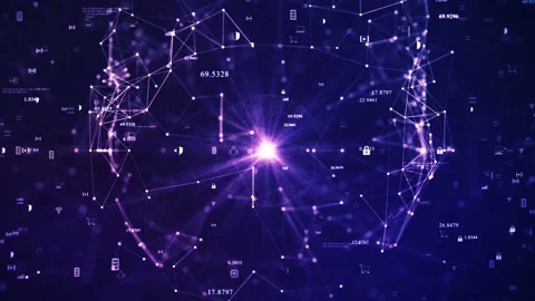 Big data technology concept. The interconnected polygons form a prominent sphere Stock Footage 197342933