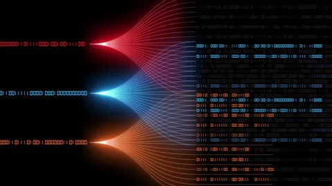 Big Data technology - data flow concept - neural network animation for AI Stock Footage 236195255