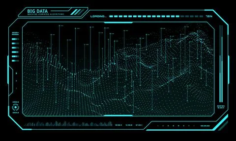 Big Data technology network, futuristic UI HUD Stock Illustration