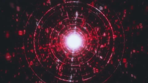 Big Data Technology red Tunnel, Digital Lines, Information Flow, Futuristic Stock Footage 157375139