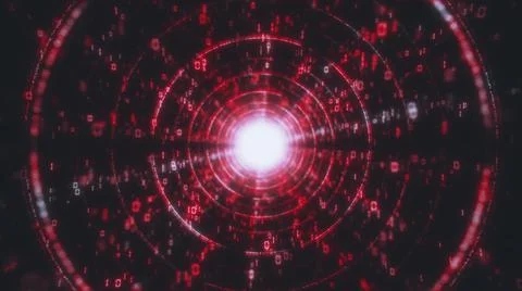 Big Data Technology red Tunnel, Digital Lines, Information Flow, Futuristic イラスト素材