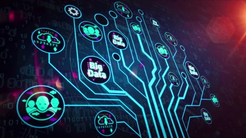 Big data technology symbols digital tree 스톡 동영상 143143595