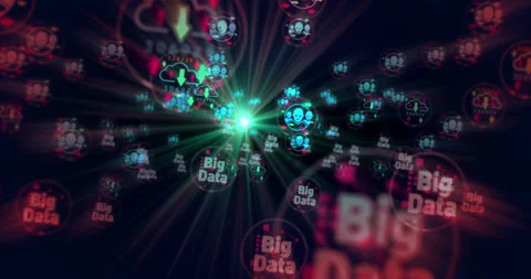 Big data technology symbols seamless loop Stock Footage 143174716
