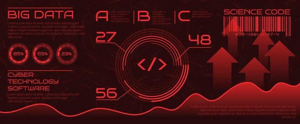 Big data technology. Visualization infographic. Statistics science. Geometric Illustrazione stock
