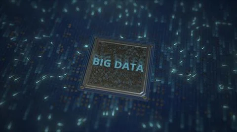 BIG DATA text on a computer processor 3d rendering Stockillustratie
