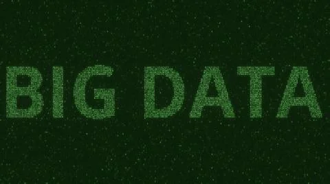 BIG DATA text consisting of many symbols on computer monitor. 3d rendering Stock Illustration