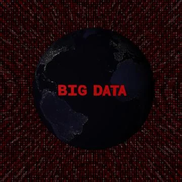 Big Data text with earth by night and red hex code illustration - elements of Stock Illustration