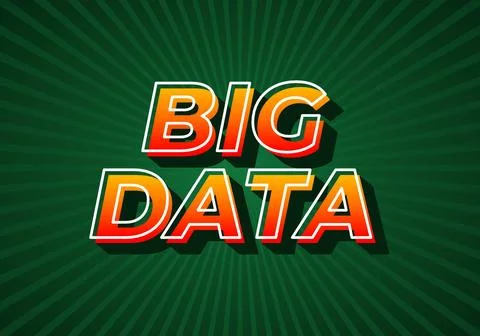 Big data. Text effect in gradient yellow red color. 3D look. dark green bac.. イラスト素材