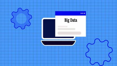 Big data text isolated digital technology notification message page on lapt.. 스톡 일러스트