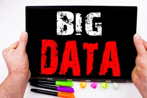 Big Data text written on tablet, computer in the office with marker, pen, sta 写真素材