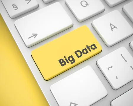 Big Data - Text on Yellow Keyboard Key. 3D Stock Illustration