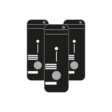 Big data Three computers Vector black icon on white background. Stock Illustration