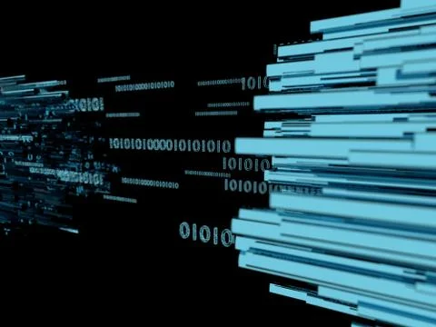 Big data transfer conceptual illustration depth of field 3d render Stock Illustration