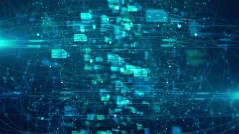 Big Data Transfer Digital Cloud Security Network Background Stock Footage 313962184