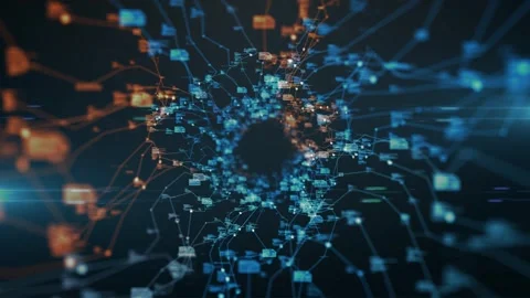 Big Data Transfer Digital Cloud Security Network, Tech Background Stock Footage 313963154