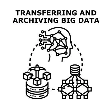 Big data transferring archiving and processing concept Stock Illustration