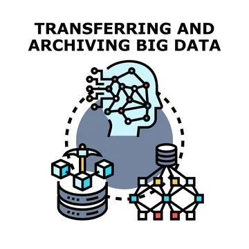 Big data transferring archiving and processing concept Illustrazione stock