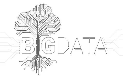 Big Data Tree from digital line connect dot circuit board style. Background c Stock Illustration
