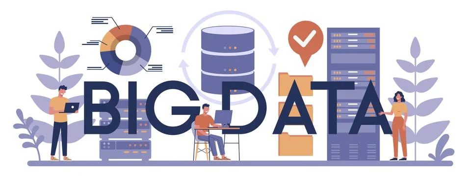 Big data typographic header concept. Modern computer technology Stock Illustration
