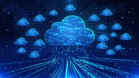 Big data upload to the network terminal of cloud computing data center Stock Footage 307154194