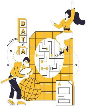 Big data vector illustration. Control, vigilant guardian, safeguards gates to Stock Illustration
