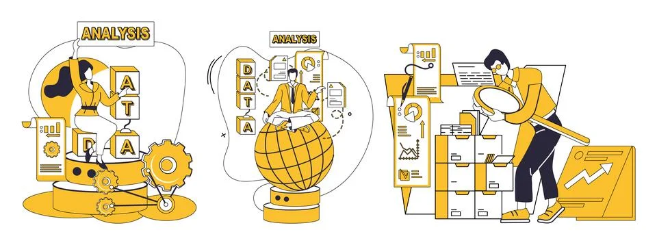Big data vector illustration. Data mining, digital prospector, unearths gems  Stockillustratie
