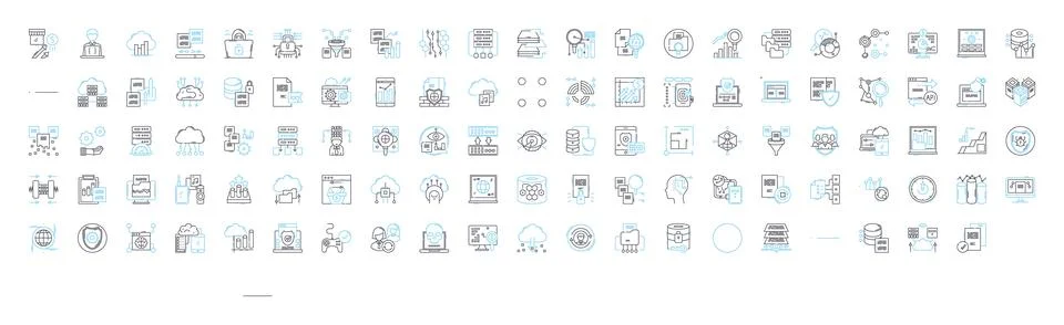 Big data vector line icons set. Hadoop, Analytics, Mining, Machine, Learning Illustrazione stock