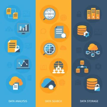 Big data vertical banners set 스톡 일러스트