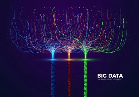 Big Data Visual Concept. Machine Learning and Data Analysis. Digital Technolo Stock Illustration