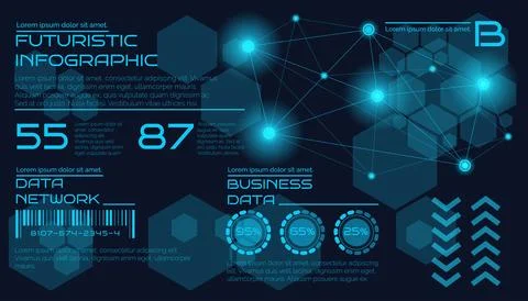 Big data visual. Futuristic infographic. Cyber technology software. Polygon.. Stockillustratie