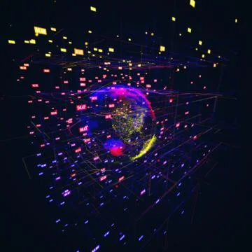 Big data visualization 3d Illustrazione stock