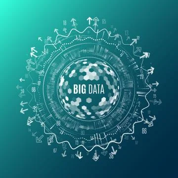 Big data visualization. Abstract background with dots array and lines. Stock Illustration