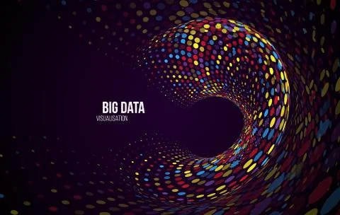 Big data visualization. Abstract background with dots array and binary code. 스톡 일러스트