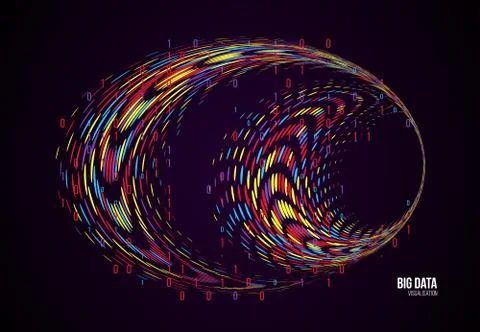Big data visualization. Abstract background with dots array and binary code. Stock Illustration