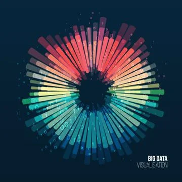 Big data visualization. Abstract background with lines array and binary code. 스톡 일러스트