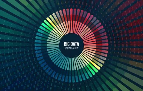 Big data visualization. Abstract background with lines array and binary code. Stock Illustration
