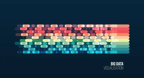 Big data visualization. Abstract background with lines array and binary code. Stock Illustration