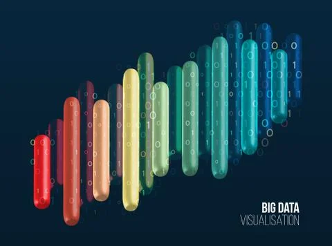 Big data visualization. Abstract background with lines array and binary code. Stock Illustration