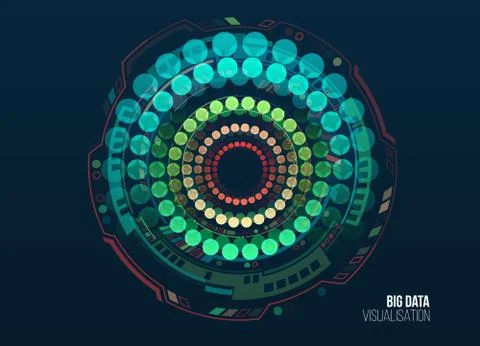 Big data visualization. Abstract background with circles array and hi-tech el Stockillustratie