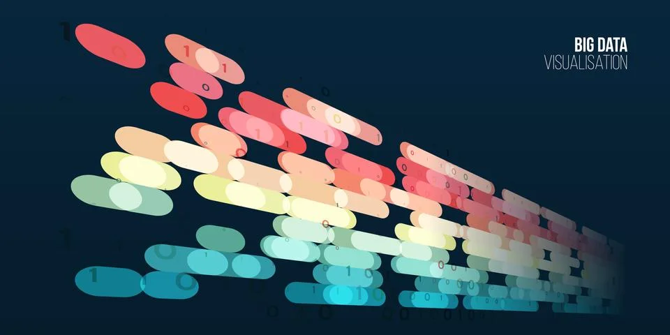 Big data visualization. Abstract background with lines array and binary code. 스톡 일러스트